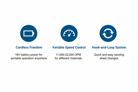Bosch Sander Features - Cordless, Variable Speed, Quick Change