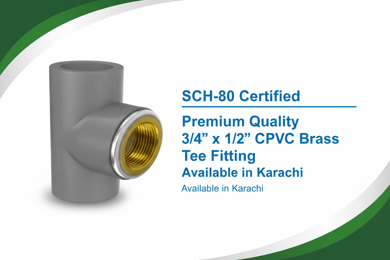 SCH-80 Certified - Premium Quality 3/4" x 1/2" CPVC Brass Tee Available in Karachi