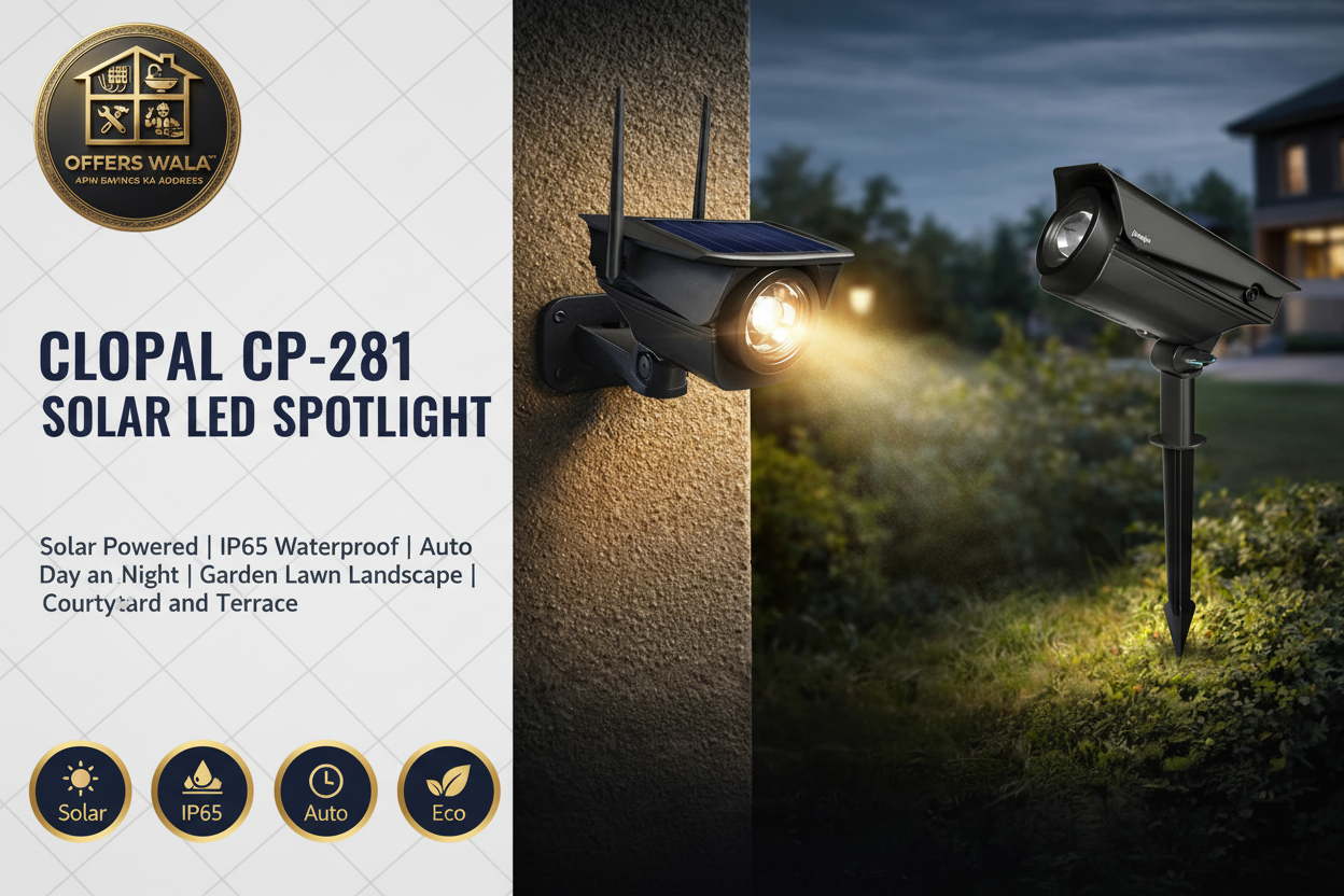 Clopal CP-281 Solar LED Spotlight – Hero Banner A+ Image