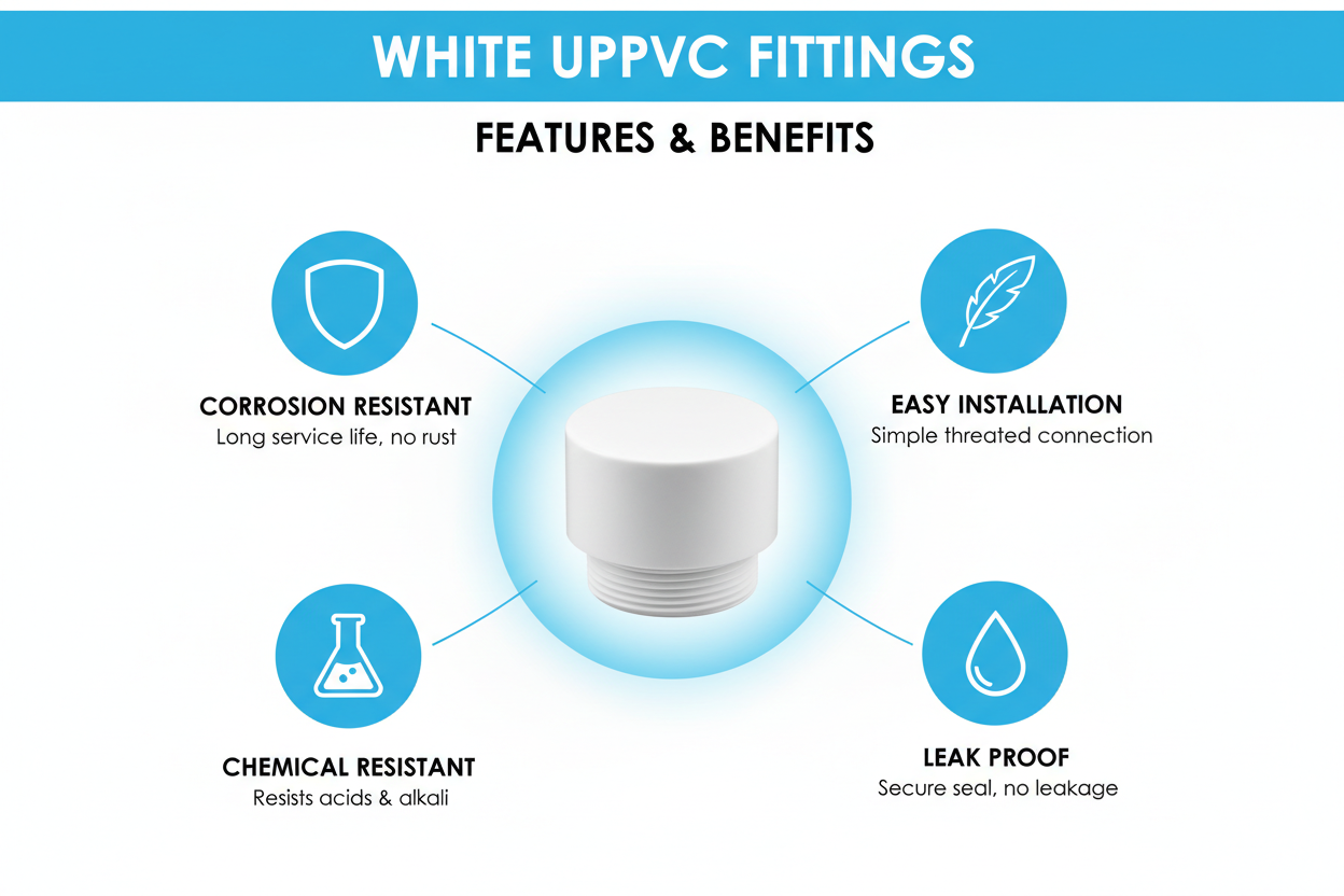 White UPVC End Cap Features - Corrosion Resistant, Easy Installation, Chemical Resistant, Leak Proof