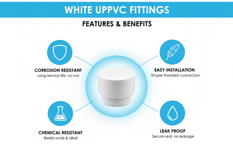 White UPVC End Cap Features - Corrosion Resistant, Easy Installation, Chemical Resistant, Leak Proof