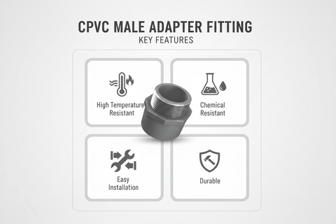 Gray CPVC Male Adapter Features - High Temperature Resistant, Chemical Resistant, Easy Installation, Durable