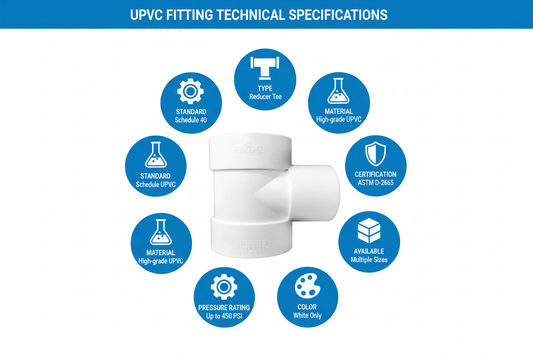 UPVC Reducer Tee Technical Specifications - Schedule 40, ASTM D-2665