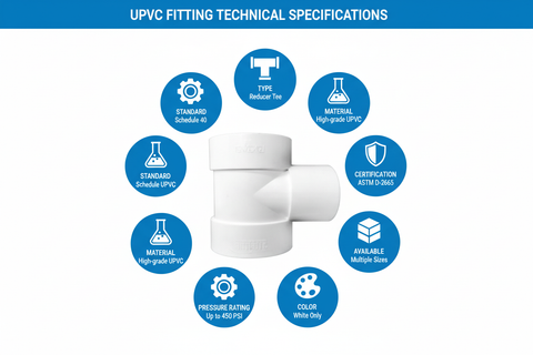 UPVC Reducer Tee Technical Specifications - Schedule 40, ASTM D-2665