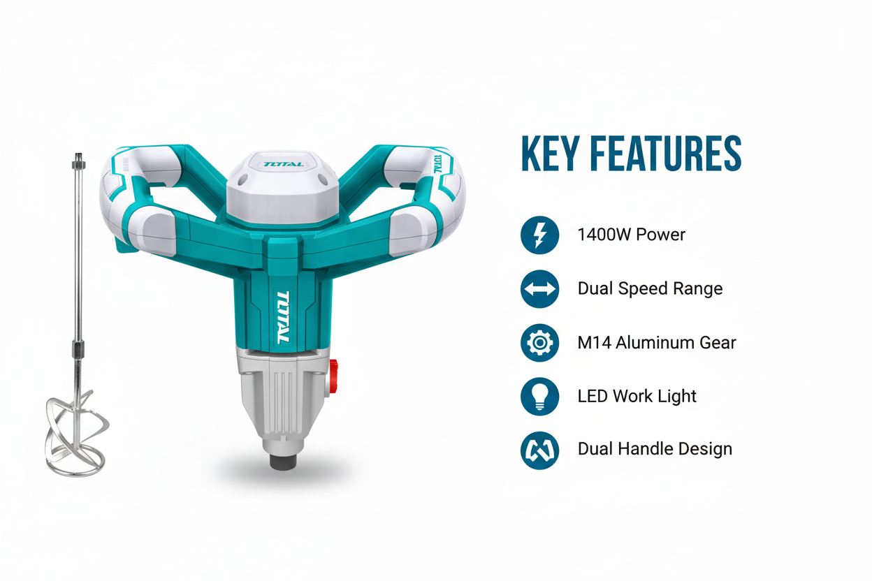 Total TD614006 Features & Benefits - Powerful Motor, Dual Speed, Aluminum Gear, LED Light
