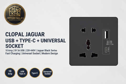 Clopal Jaguar Black USB Type-C Universal Socket – Hero Banner A+ Image