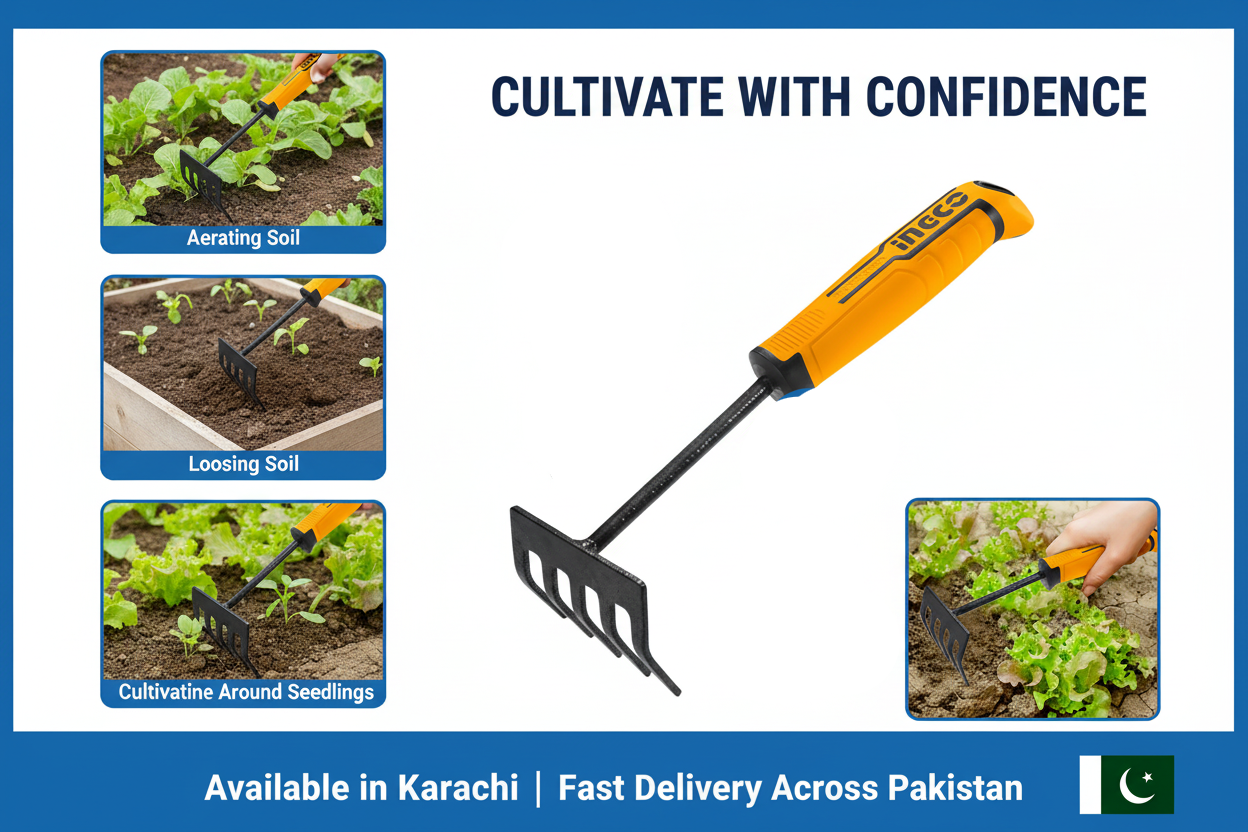 Ingco Garden Rake Use Cases - Soil Aeration Cultivating Vegetable Gardens