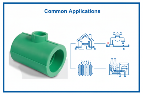 Common applications for reducing tee PPRc 50mm×32mm in plumbing systems