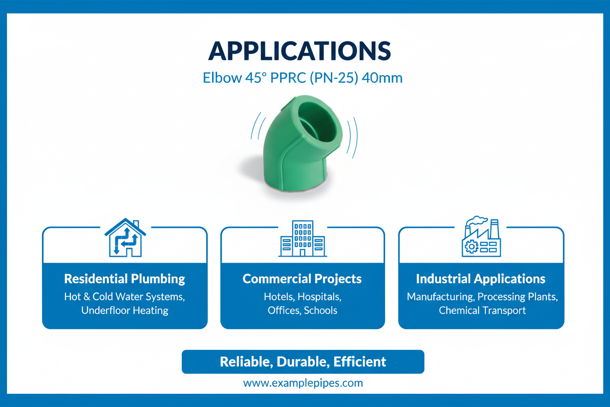 Elbow 45° PPRC PN-25 40mm Applications