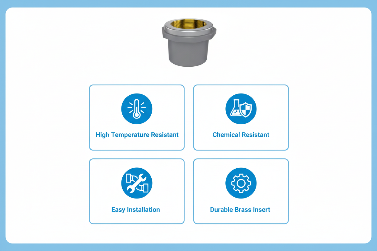 CPVC Brass Socket Features - High Temperature Resistant, Chemical Resistant, Easy Installation, Durable