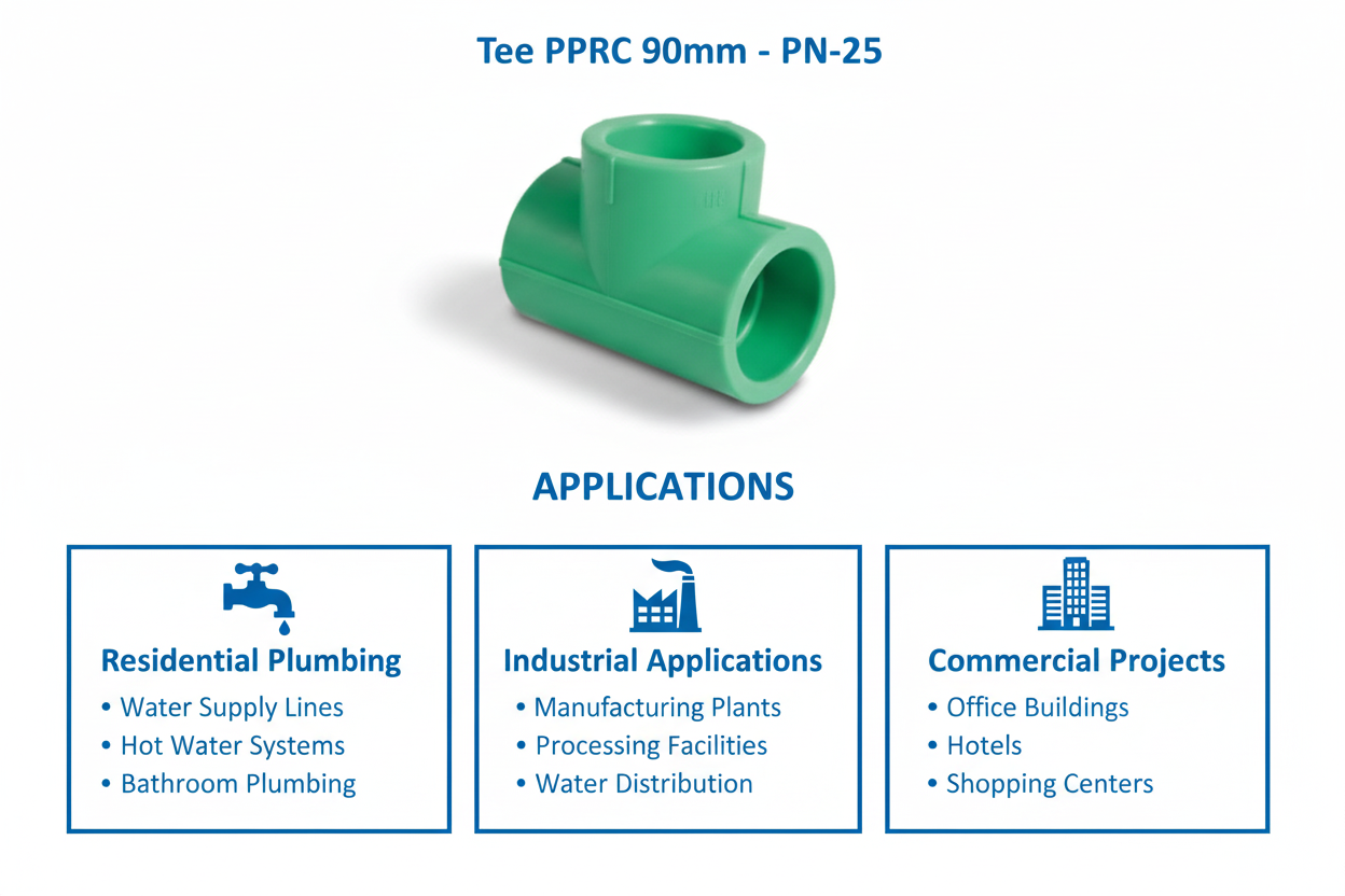 Tee PPRC PN-25 90mm Applications - Residential Industrial Commercial