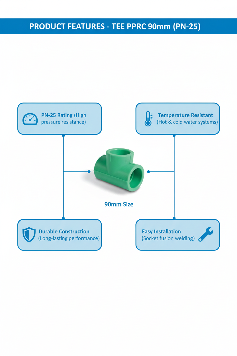Tee PPRC PN-25 90mm Product Features