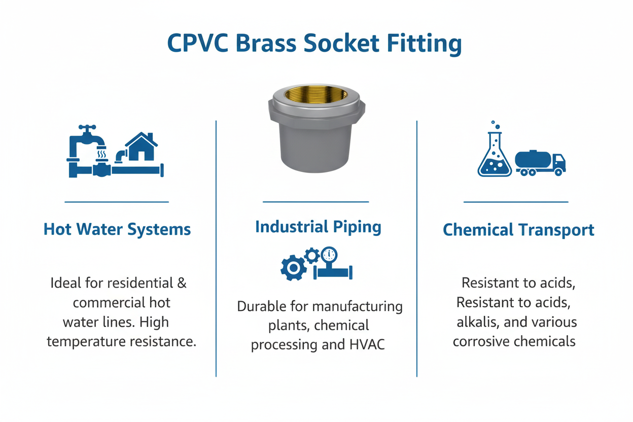 CPVC Brass Socket Applications - Hot Water Systems, Industrial Piping, Chemical Transport