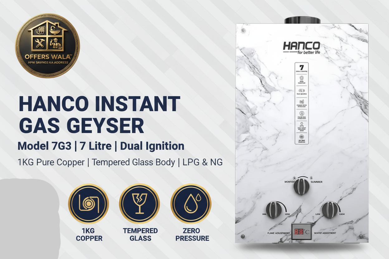 Hanco 7G3 Instant Gas Geyser – Hero Banner A+ Image