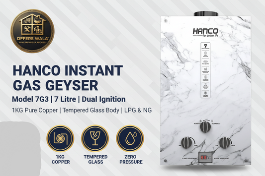 Hanco 7G3 Instant Gas Geyser – Hero Banner A+ Image