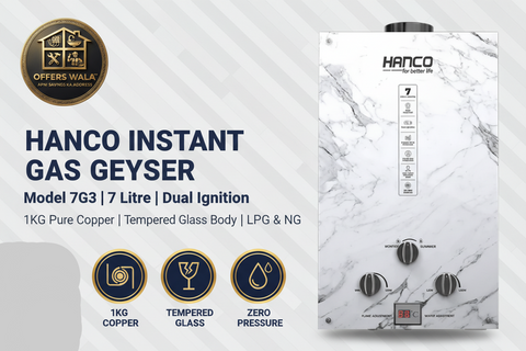 Hanco 7G3 Instant Gas Geyser – Hero Banner A+ Image