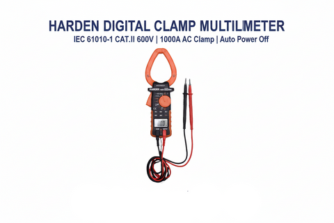 Harden Digital Clamp Multimeter - 1000A AC clamp with LCD display and test leads
