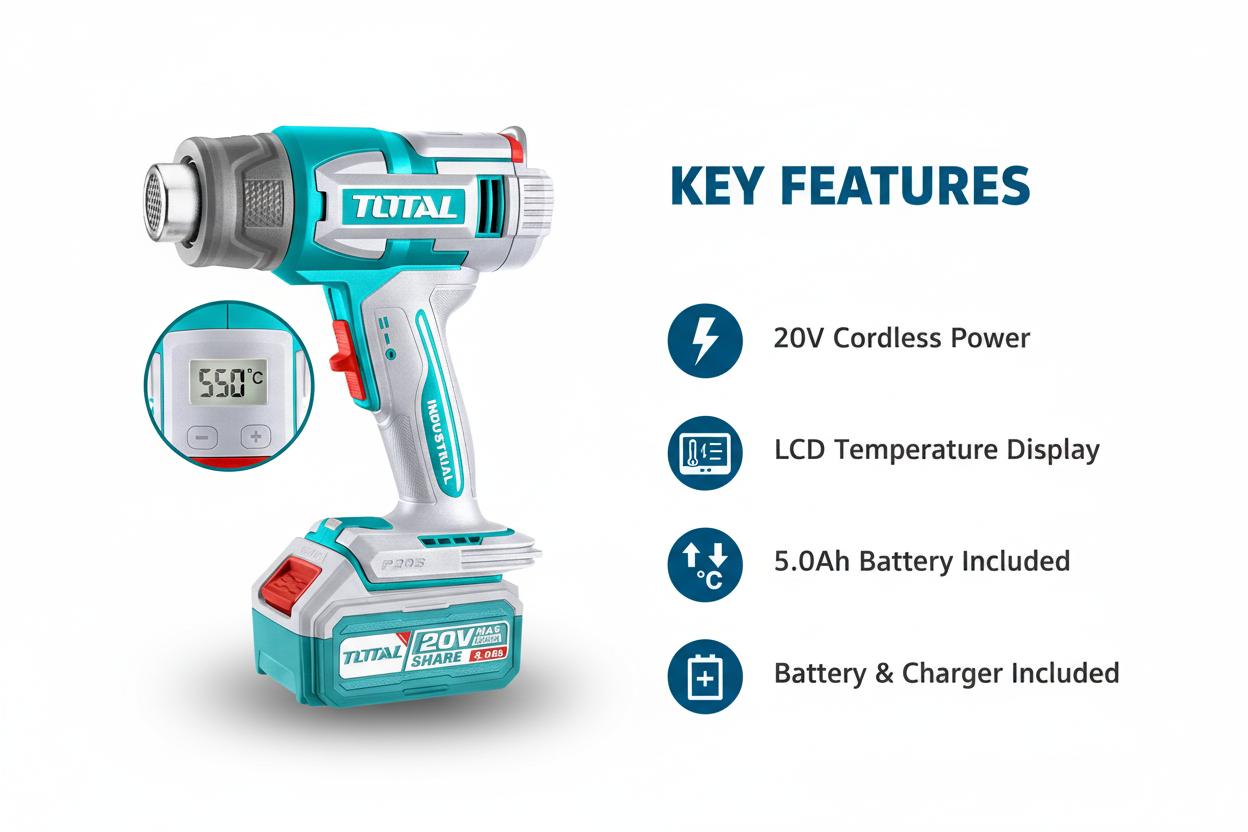 Total TBLI20035 Features & Benefits - Cordless Power, LCD Display, 5.0Ah Battery