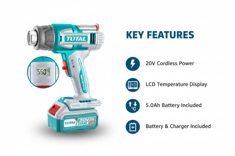 Total TBLI20035 Features & Benefits - Cordless Power, LCD Display, 5.0Ah Battery