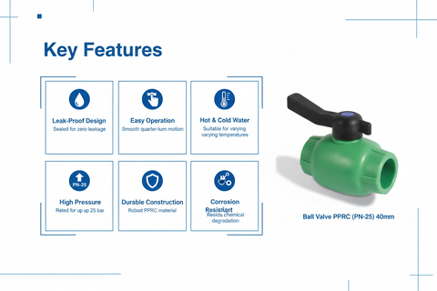 Ball Valve PPRC PN-25 40mm Product Features
