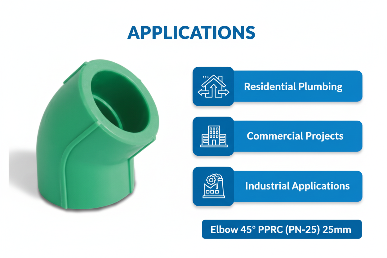 Elbow 45° PPRC PN-25 25mm Applications