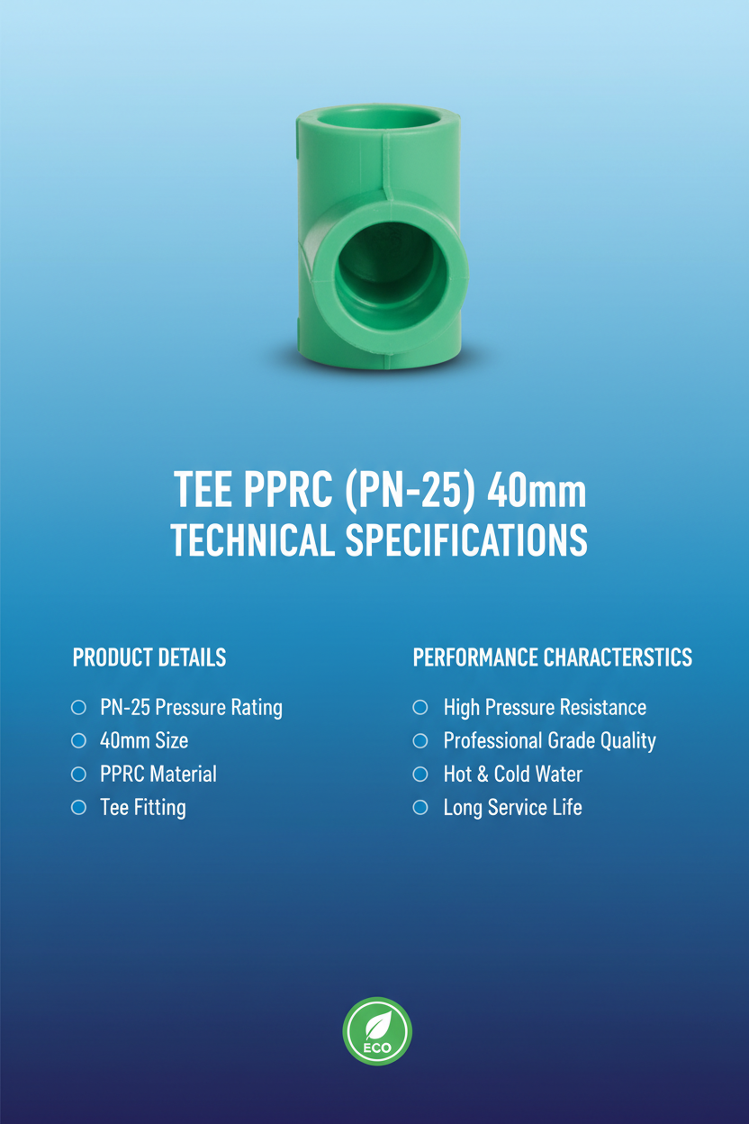 Tee PPRC PN-25 40mm Technical Specifications