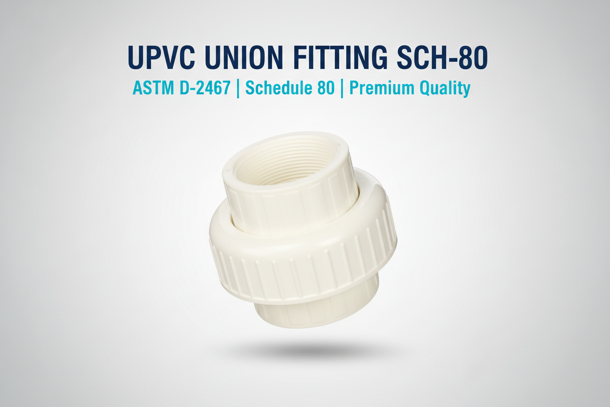 UPVC Union Fitting SCH-80 - ASTM D-2467 Schedule 80 Premium Quality