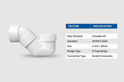 UPVC P-Trap Technical Specifications - Schedule 40, ASTM D-2665