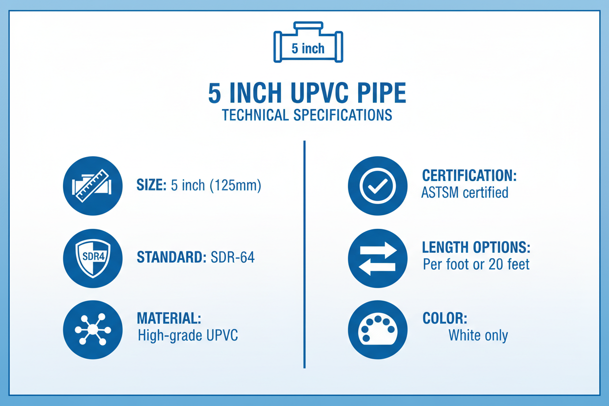 5 inch UPVC SDR-64 Technical Specifications