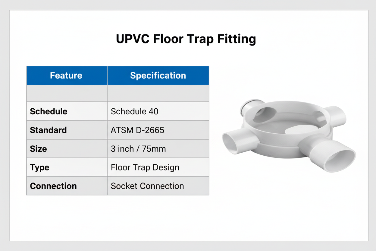 UPVC Floor Trap Technical Specifications - Schedule 40, ASTM D-2665