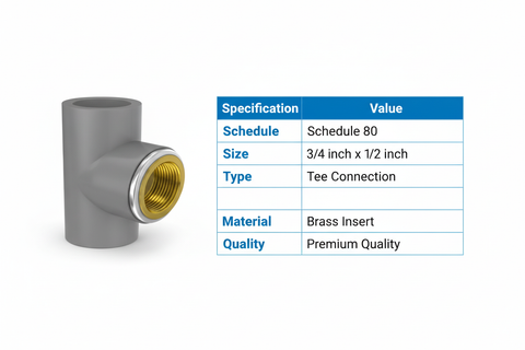 CPVC Brass Tee Technical Specifications - Schedule 80
