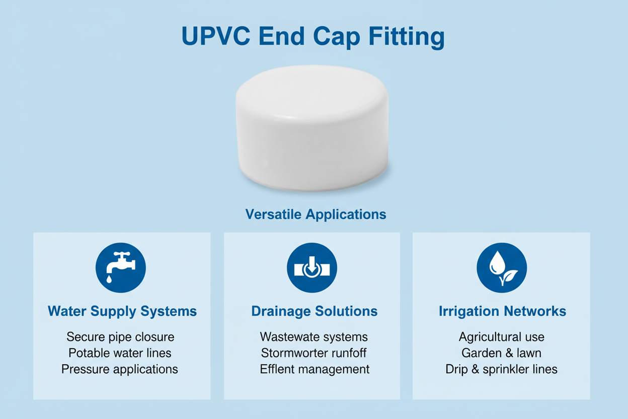 UPVC End Cap Applications - Water Supply, Drainage, Irrigation Systems
