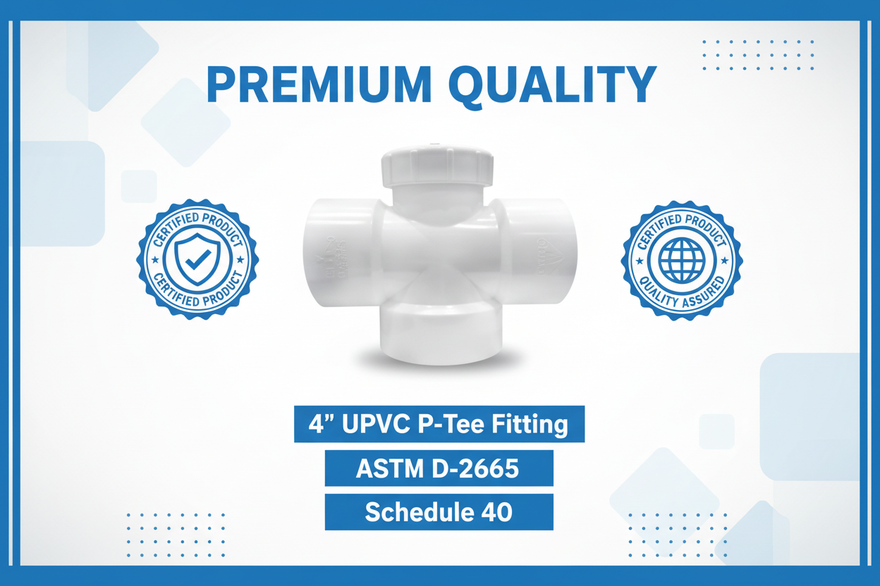 UPVC P-Tee Fitting - ASTM D-2665 Schedule 40 Premium Quality