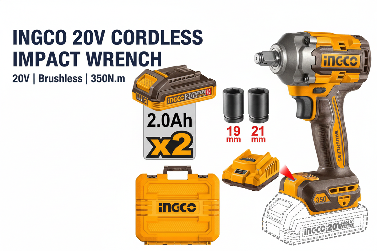 Ingco 20V Impact Wrench Hero Banner - Professional Product Display
