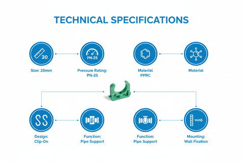 Clamp PPRC PN-25 20mm Technical Specifications