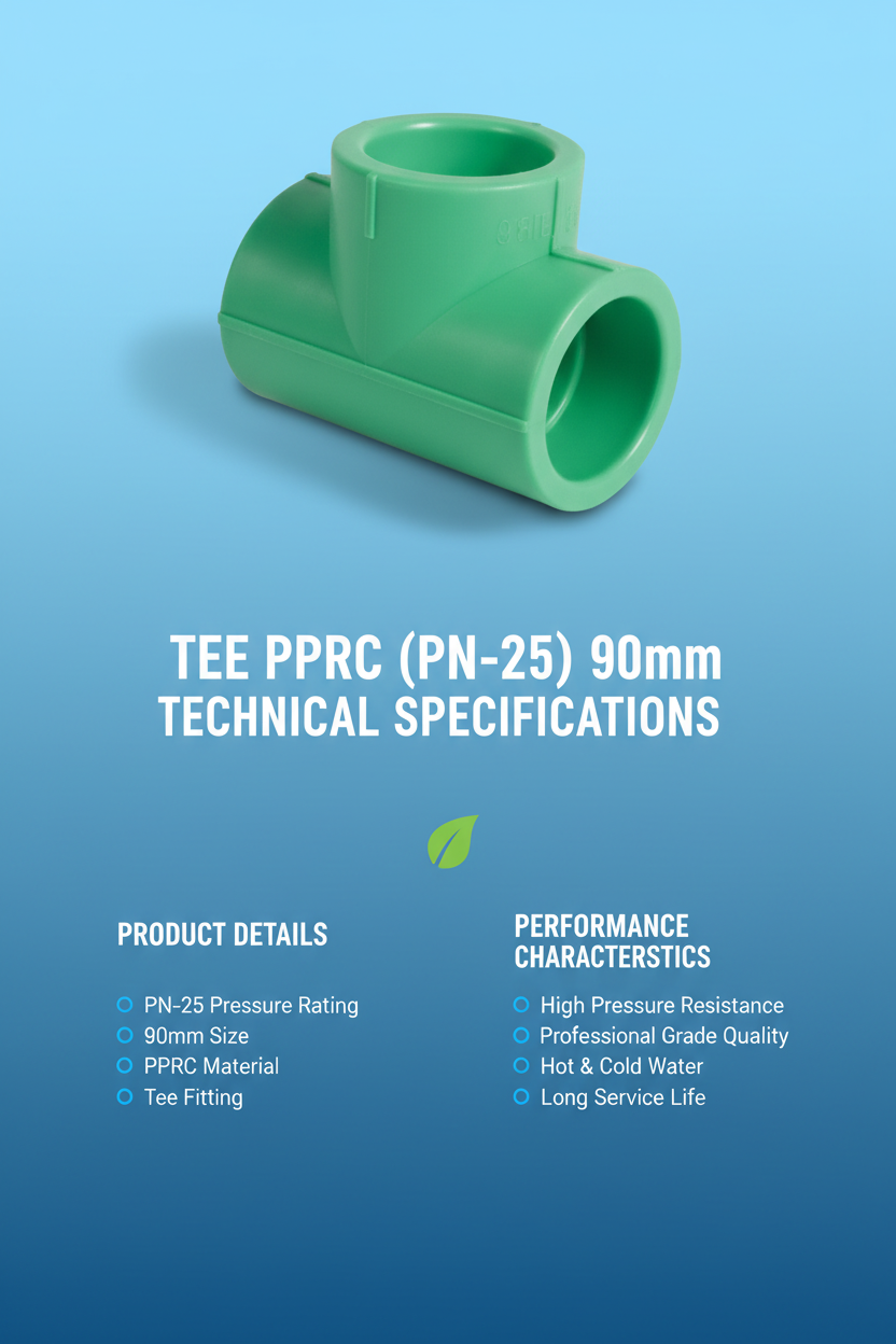 Tee PPRC PN-25 90mm Technical Specifications
