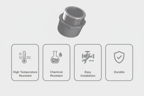 Gray CPVC Male Adapter Features - High Temperature Resistant, Chemical Resistant, Easy Installation, Durable