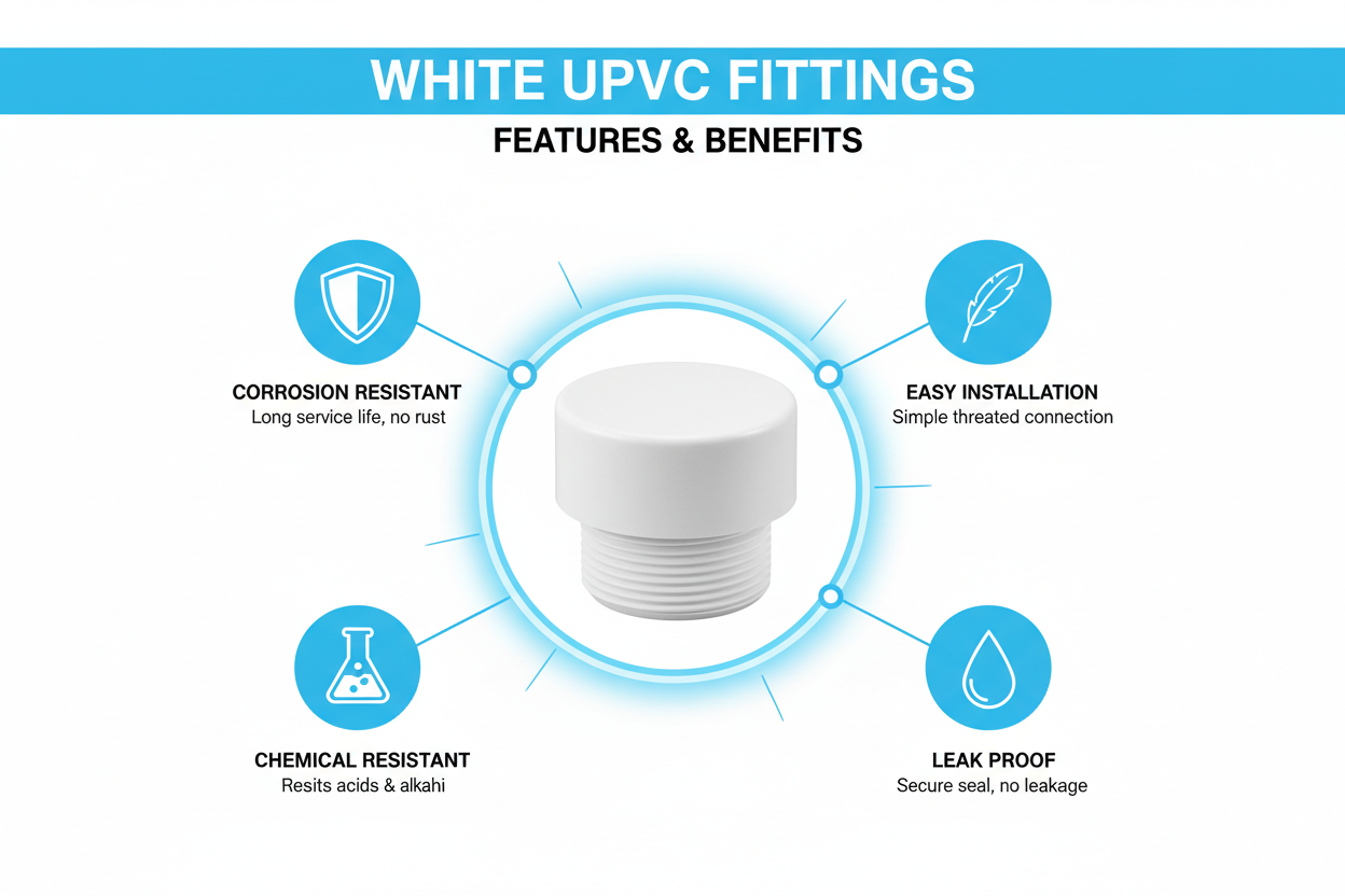 White UPVC End Cap Features - Corrosion Resistant, Easy Installation, Chemical Resistant, Leak Proof