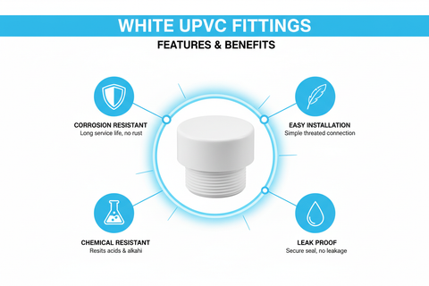 White UPVC End Cap Features - Corrosion Resistant, Easy Installation, Chemical Resistant, Leak Proof