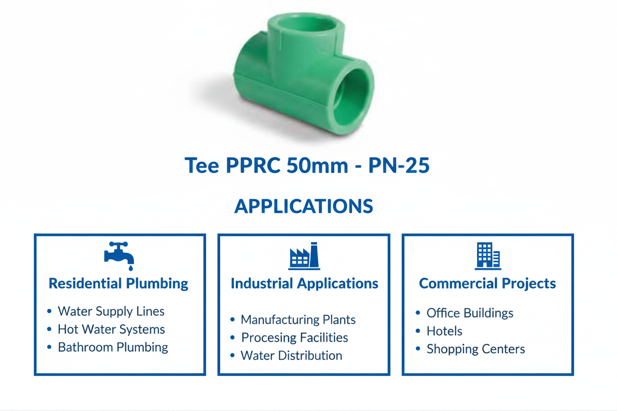 Tee PPRC PN-25 50mm Applications - Residential Industrial Commercial