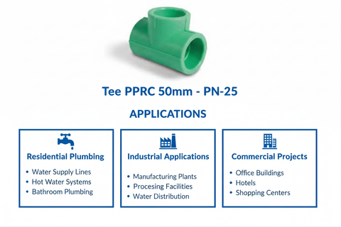 Tee PPRC PN-25 50mm Applications - Residential Industrial Commercial
