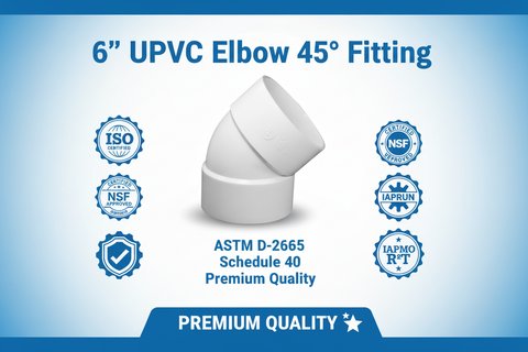 UPVC Elbow 45° Fitting - ASTM D-2665 Schedule 40 Premium Quality