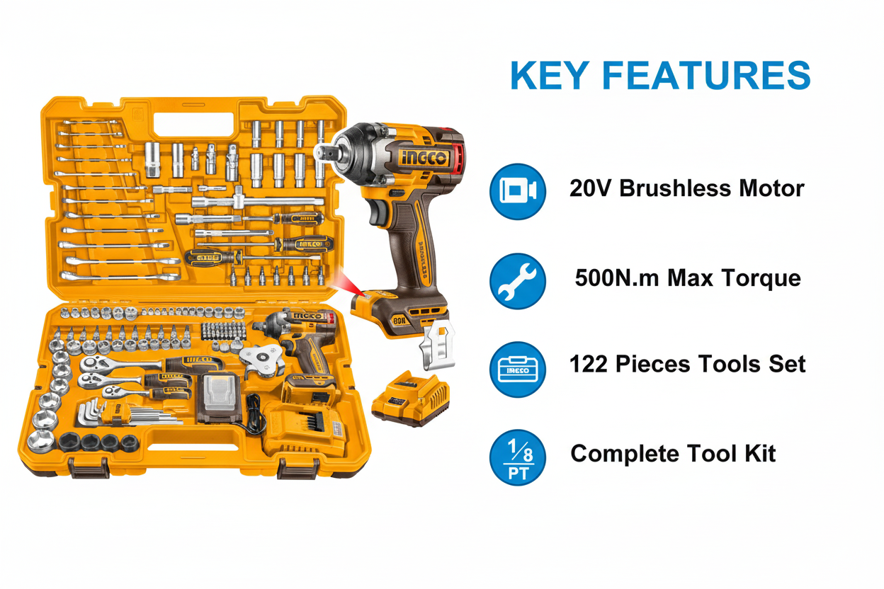 Ingco HKTHP31521 Features & Benefits - Brushless Motor, 152 Pieces, 500N.m