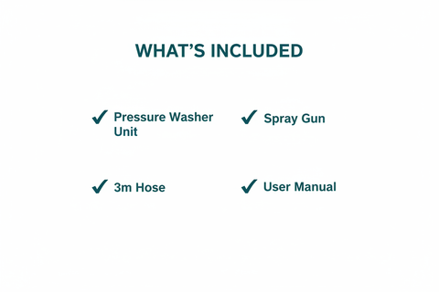 Total TGT113026 Package Contents - Pressure Washer, Spray Gun, Hose