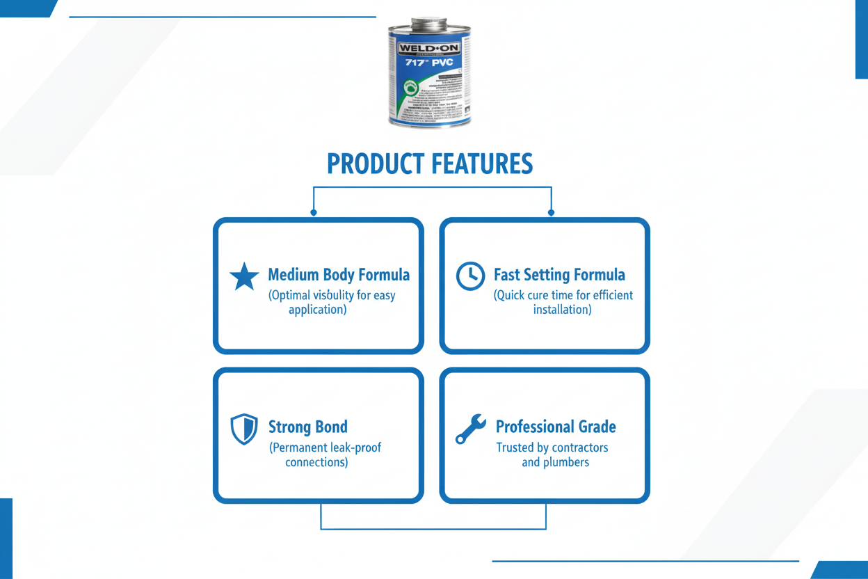 Product features - Medium Body Formula, Fast Setting, Strong Bond, Professional Grade