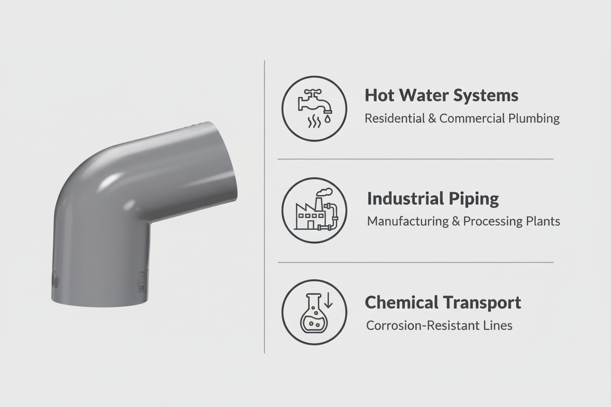 CPVC Elbow 45 Applications - Hot Water Systems, Industrial Piping, Chemical Transport