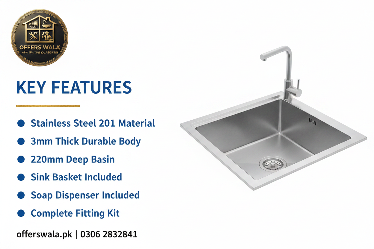 Verona Kitchen Sink 5045 SS Key Features Banner
