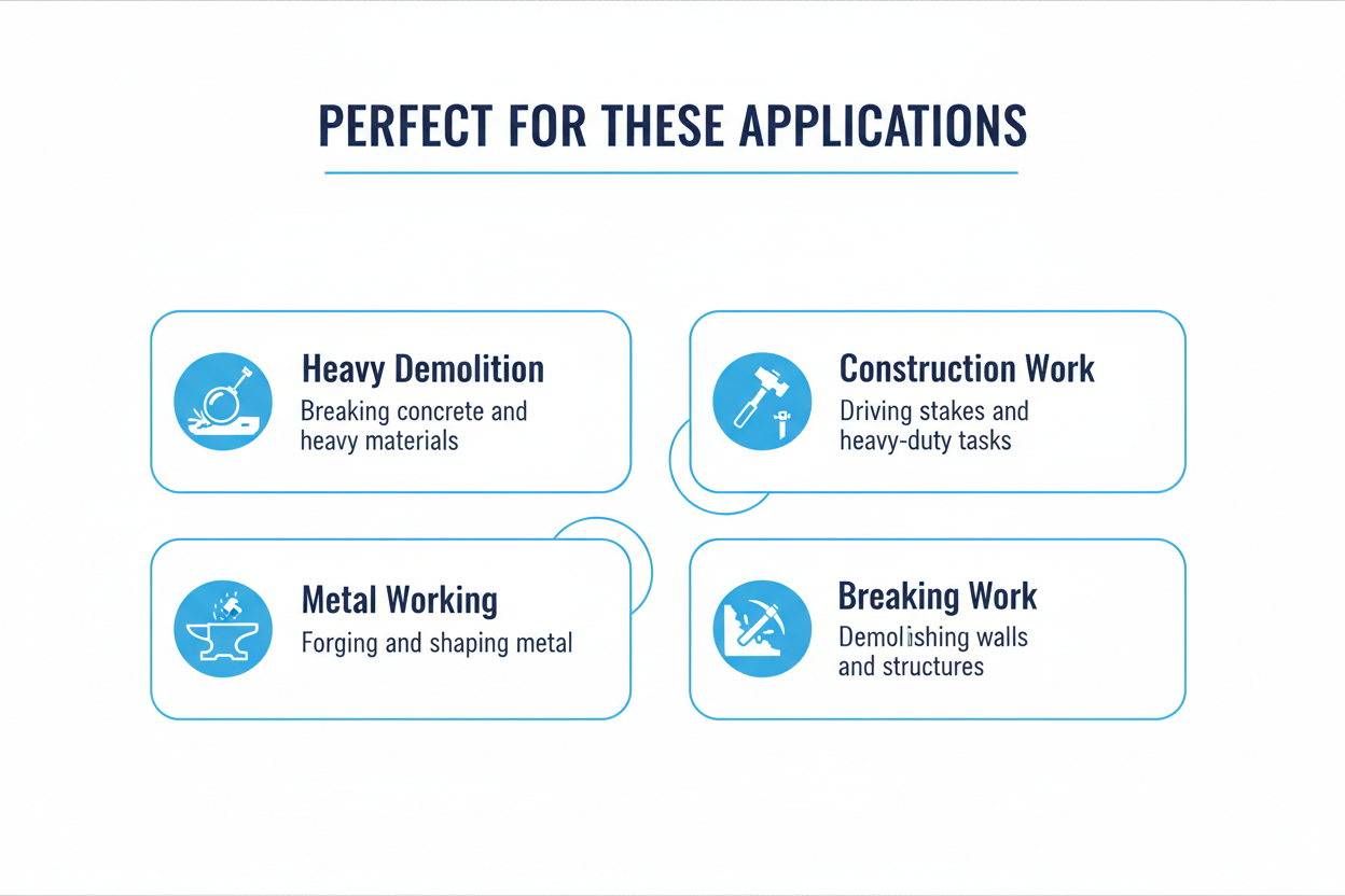 Perfect applications - heavy demolition, construction work, metal working, breaking work