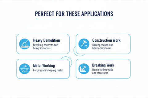 Perfect applications - heavy demolition, construction work, metal working, breaking work