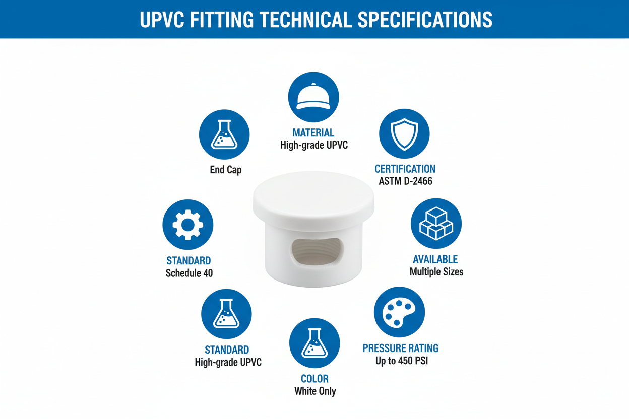 UPVC End Cap Technical Specifications - Schedule 40, ASTM D-2466